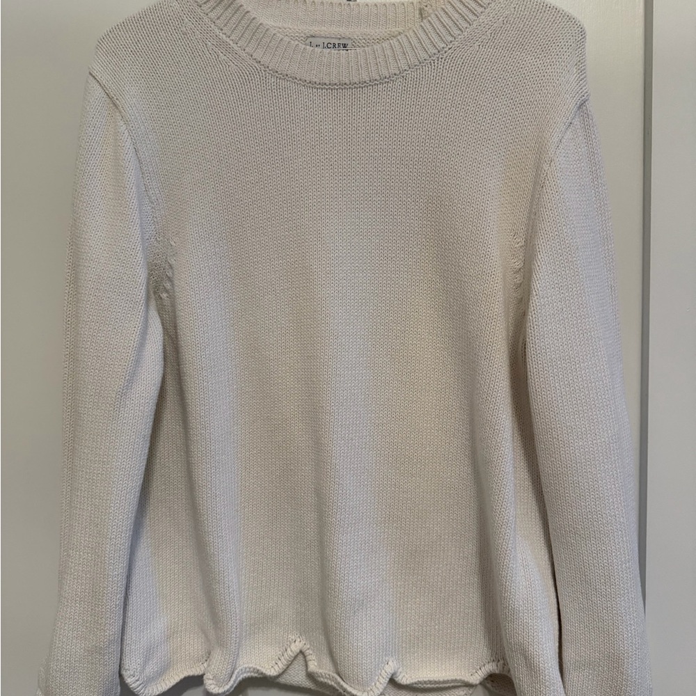 J. Crew Cream Sweater Scallop hem